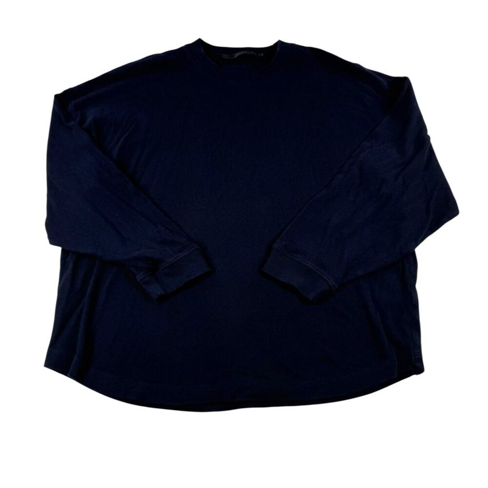 Jenni Kayne Boyfriend Long Sleeve Tee XS Oversized Navy Blue Relaxed Fit Casual